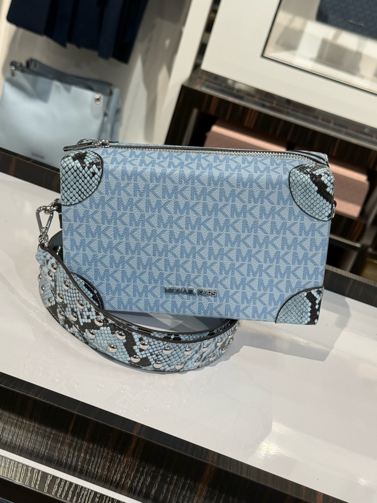 Michael Kors Jeanie Small Signature Logo And Snake Embossed Crossbody Bag